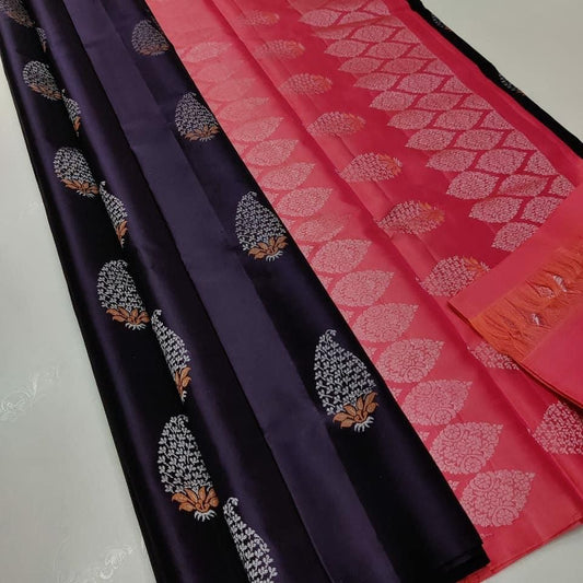 Jinita Dark Purple Soft Silk Saree