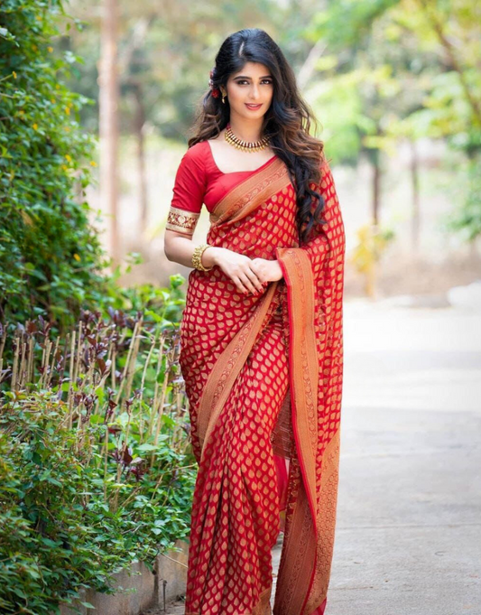 Reshma Red Lichi Silk Saree