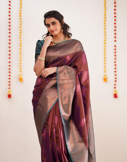 Vandana Brown Soft Silk Saree