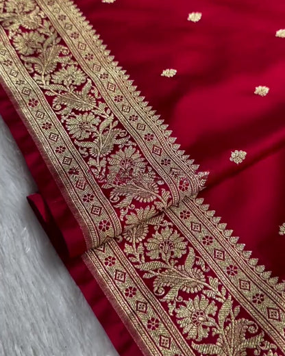 Arohi - Rich Maroon Traditional Zari Banarasi Saree