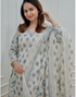 Vaani Pastel Blue Cotton Kurta Dupatta Pair