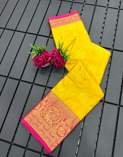 Siya Yellow Kanchipuram Silk Saree