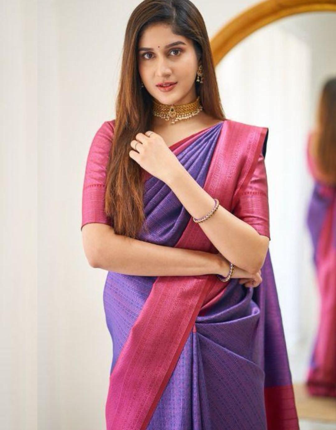 Jivika Purple Kanchipuram Silk Saree