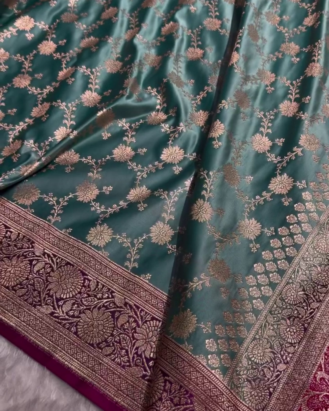 Binita - Royal Peacock Banarasi Silk Blend Saree