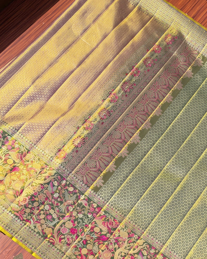 Elina - Golden Garden Woven Silk Saree