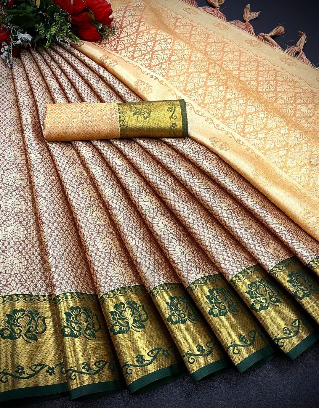 Priyanka Pastel Brown Kanchipuram Silk Saree