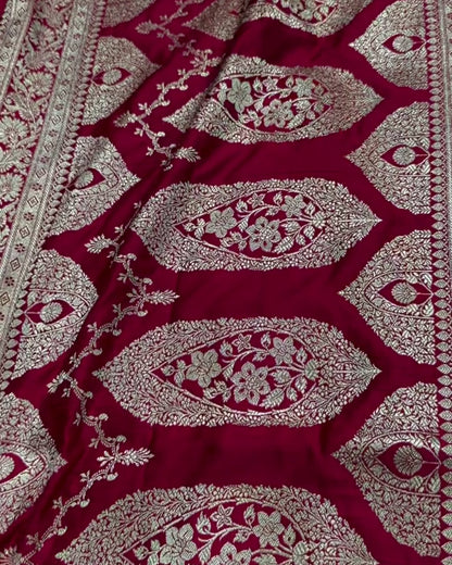 Arohi - Rich Maroon Traditional Zari Banarasi Saree