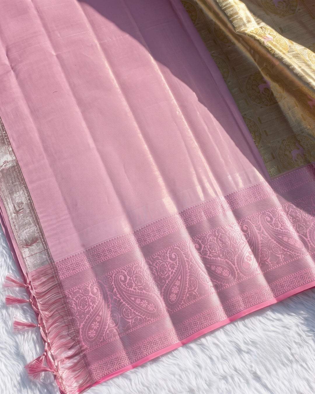 Gauri - Royal Gold Pink Banarasi Silk Saree