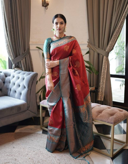 Nayra Red Banarasi Silk Saree