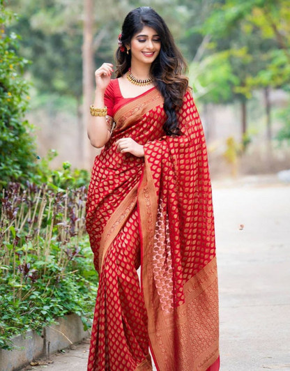 Reshma Red Lichi Silk Saree