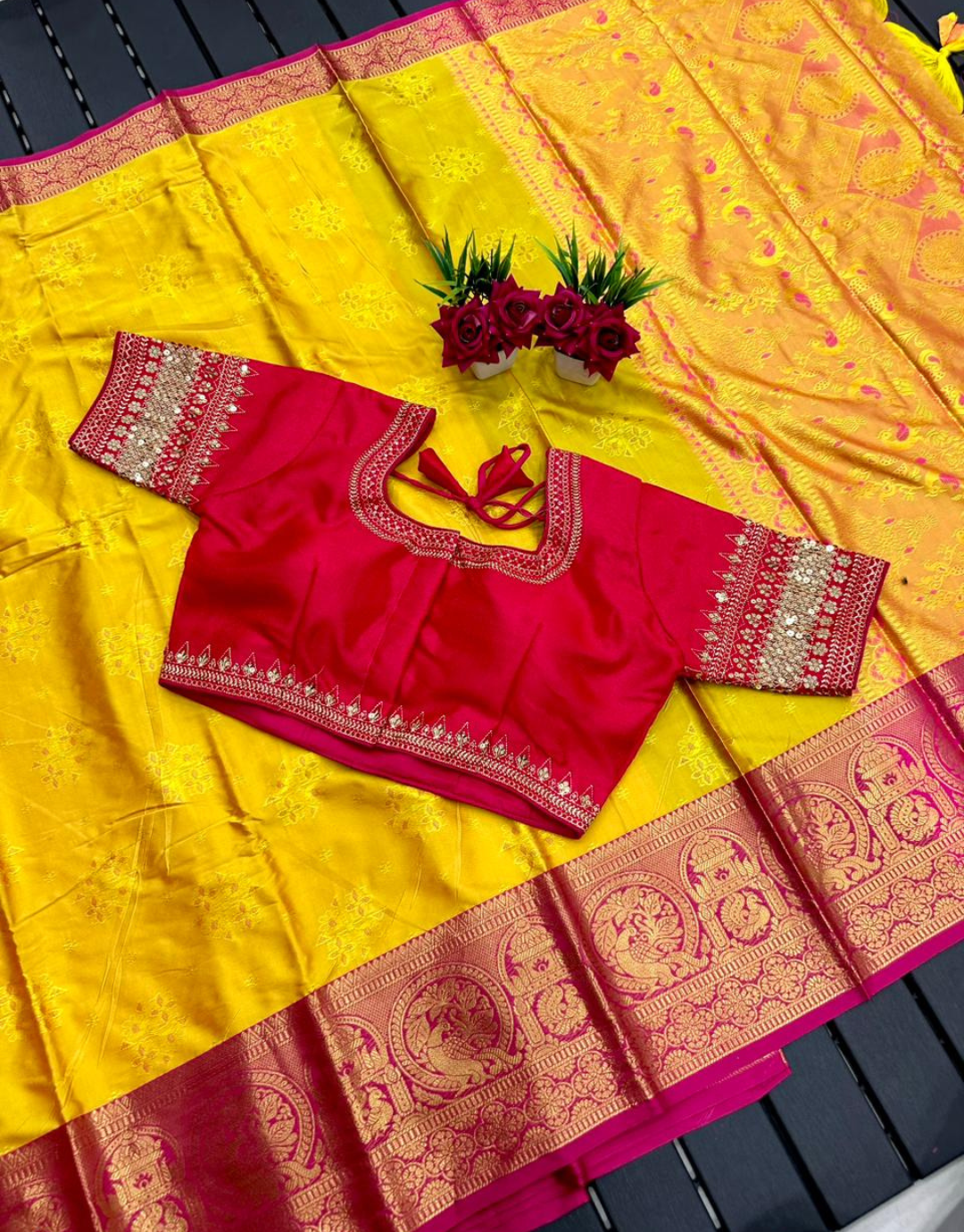 Siya Yellow Kanchipuram Silk Saree