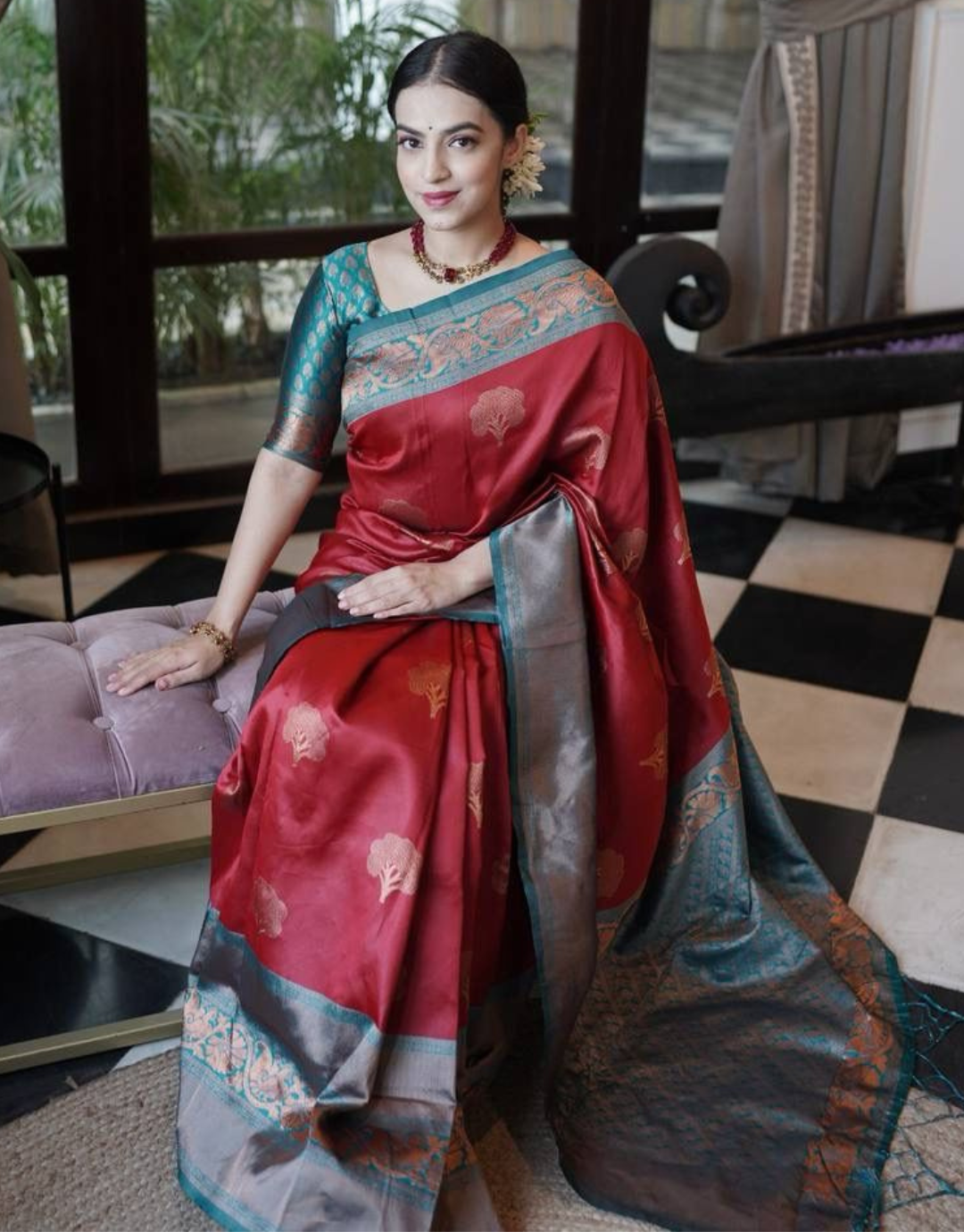 Nayra Red Banarasi Silk Saree