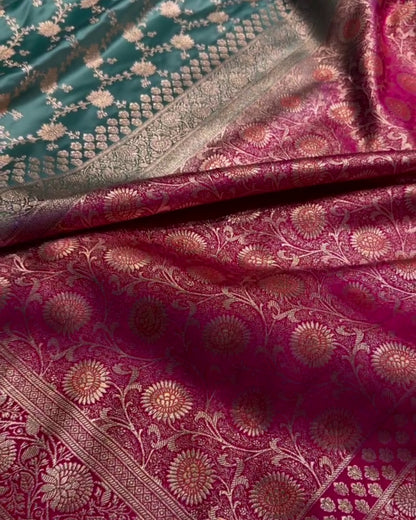 Binita - Royal Peacock Banarasi Silk Blend Saree