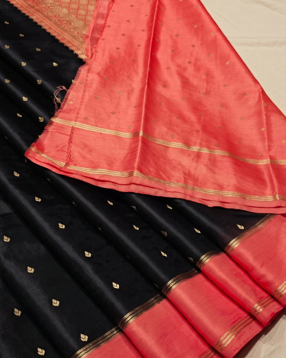 Jeny - Luxurious Black Kanjivaram Blend Silk Saree