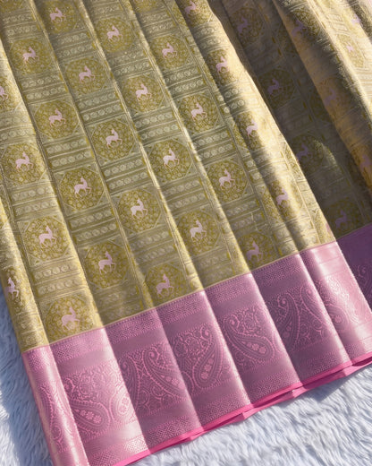 Gauri - Royal Gold Pink Banarasi Silk Saree