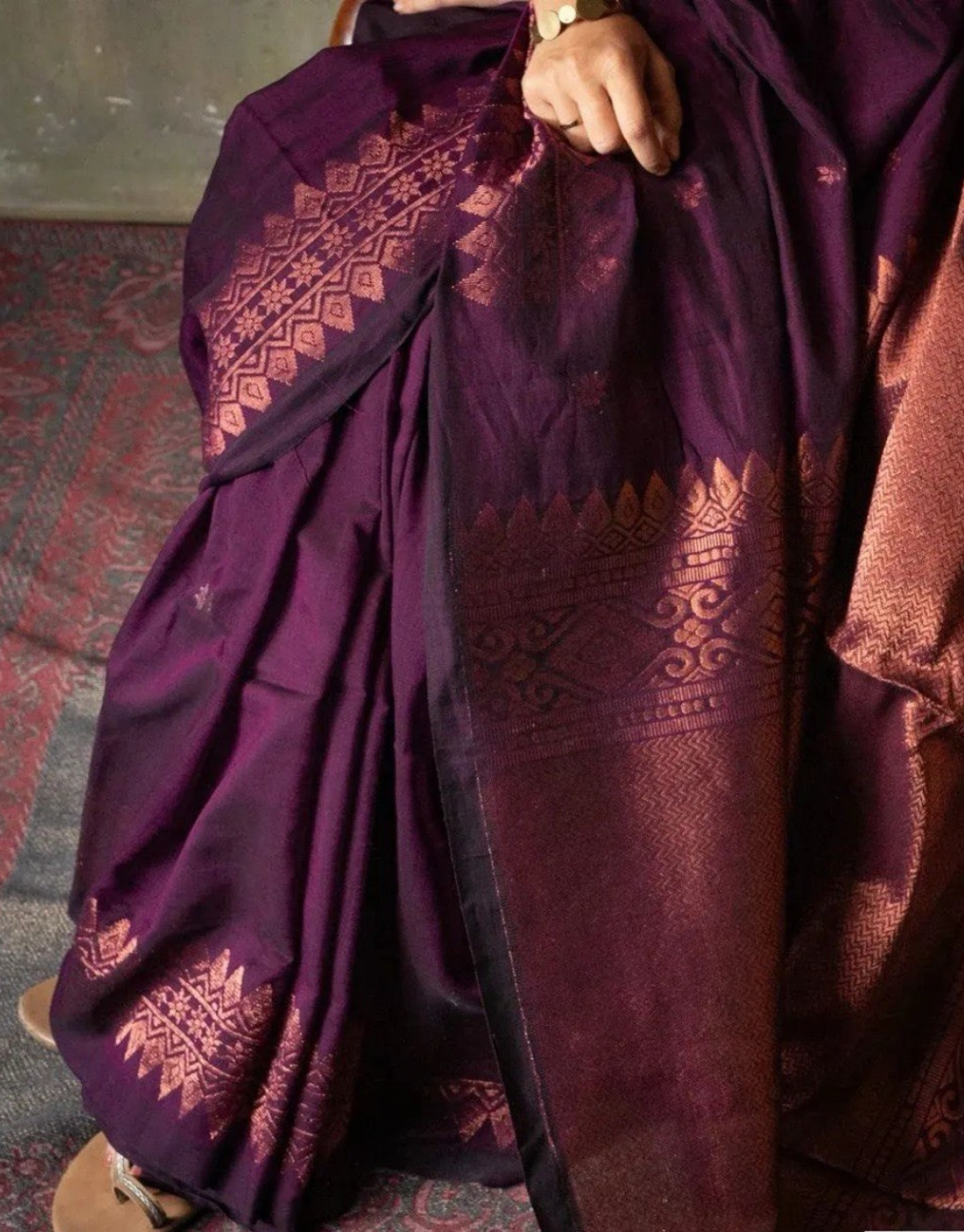 Kinjal Wine Banarasi Silk Saree