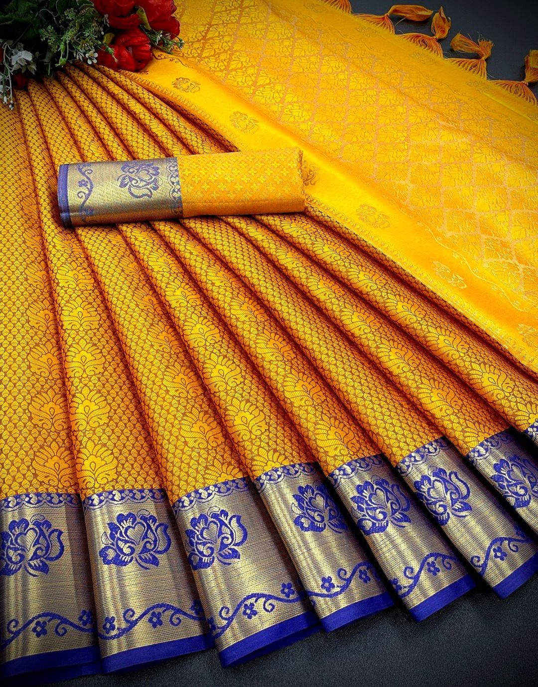 Priyanka Mustard Kanchipuram Silk Saree