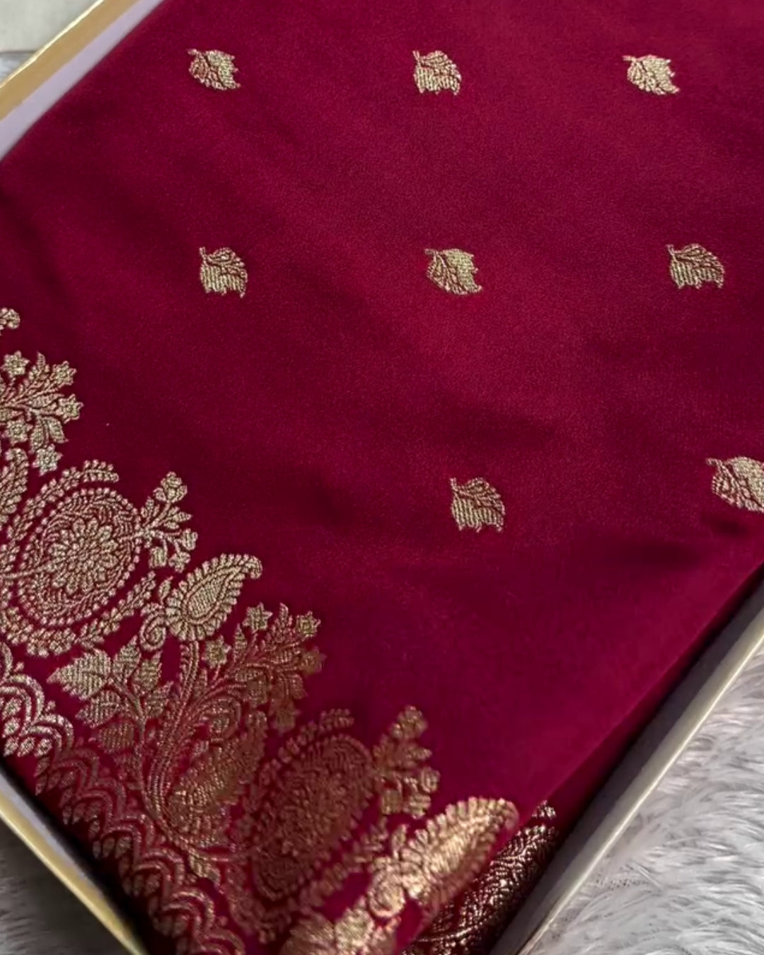 Bhakti - Royal Wine Banarasi Silk Blend Saree