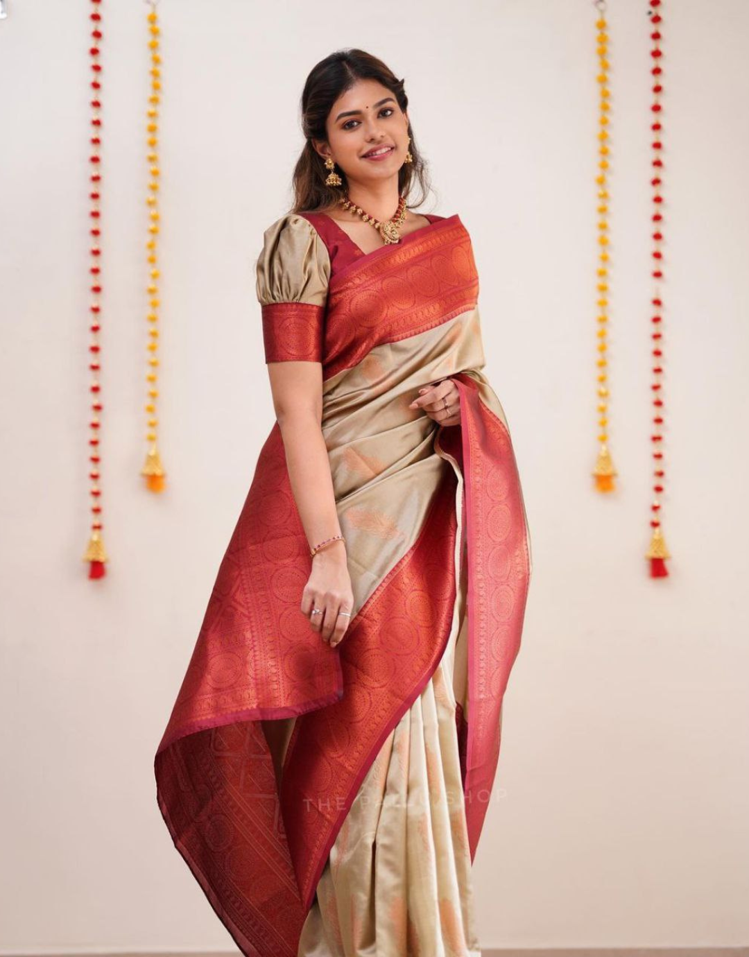 Mansi Copper Red Soft Silk Sareee