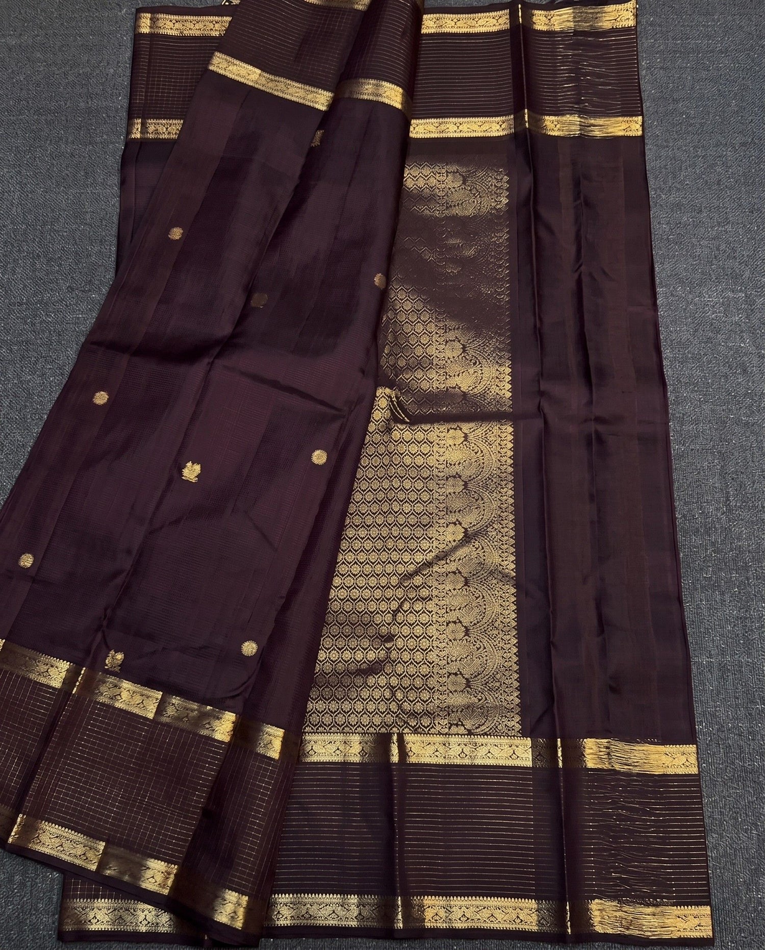Bhomika - Maroon Zari Grid Temple Border Kanchipuram Saree
