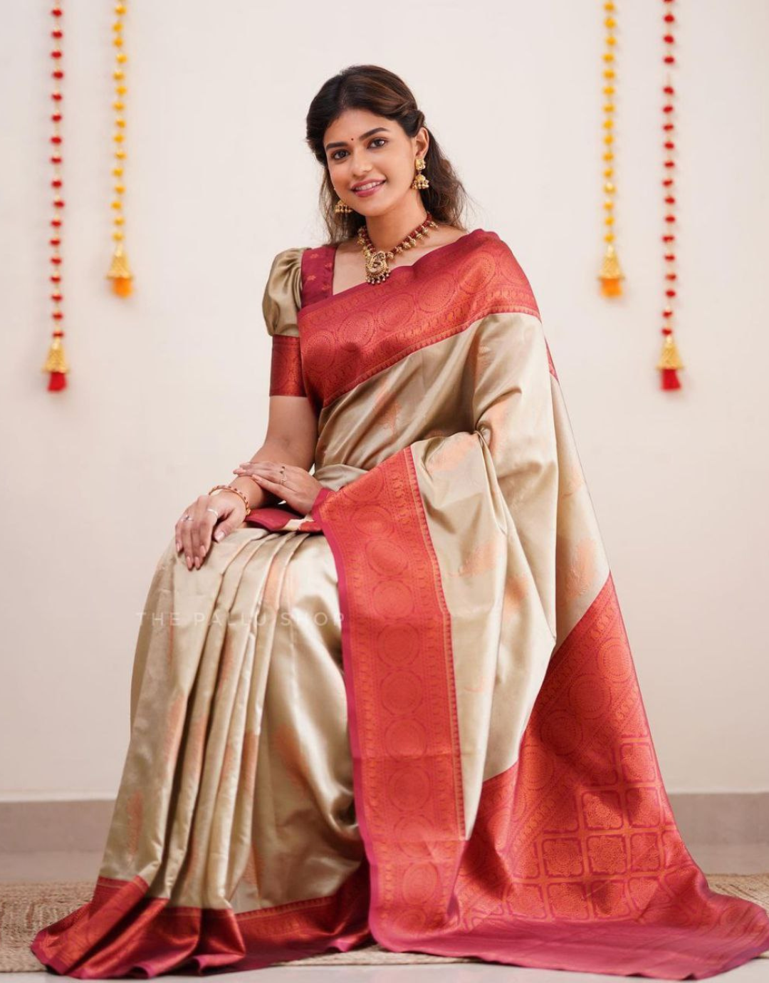 Mansi Copper Red Soft Silk Sareee