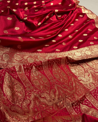 Carmai - Crimson Red Banarasi Silk Saree