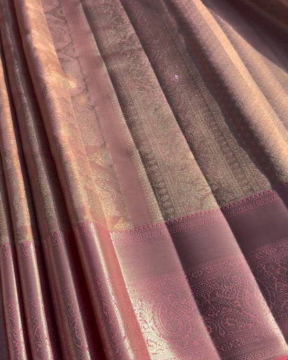 Jemisha - Dusty Mauve Antique Gold Woven Saree