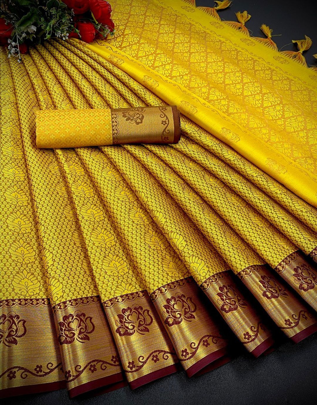 Priyanka Yellow Kanchipuram Silk Saree