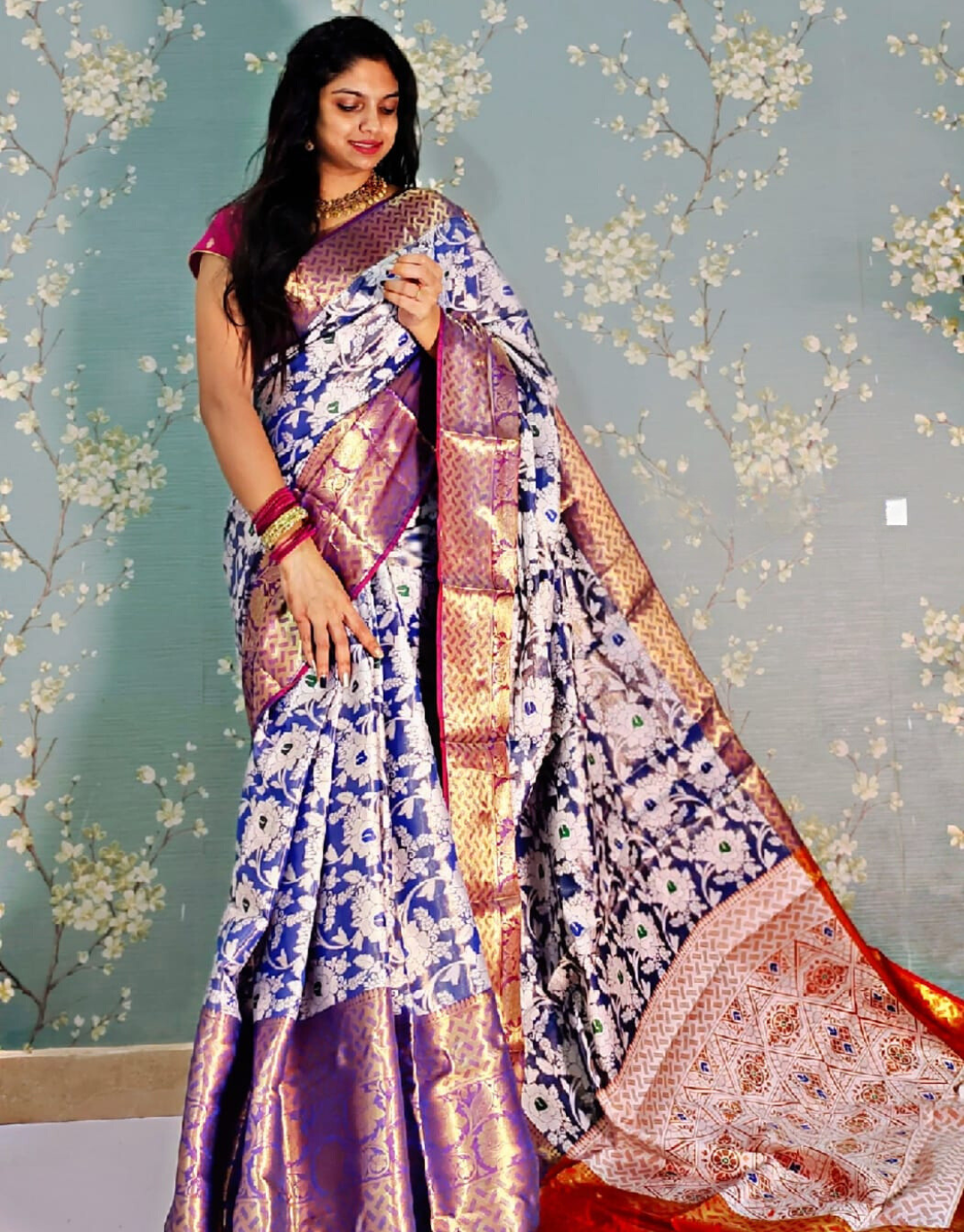 Nayna Blue Kanchipuram Silk Saree