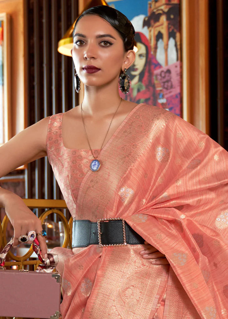 DarkPeach Liza Linen Silk Saree