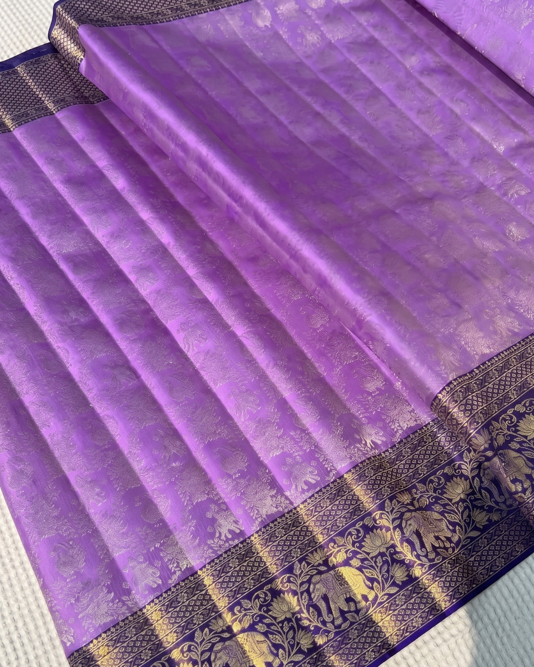 Pari - Lavender Royal Elephant Banarasi Saree