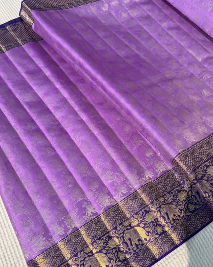 Pari - Lavender Royal Elephant Banarasi Saree