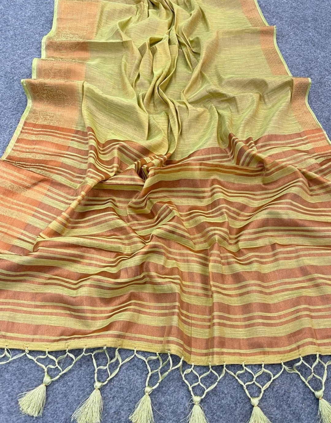 Anjali Pista Linen Silk Saree'