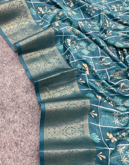 Ruhi Faded Blue Dolla Silk Digital Printed Saree