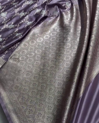 Samaira – Premium Lavender Banarasi Weave Saree