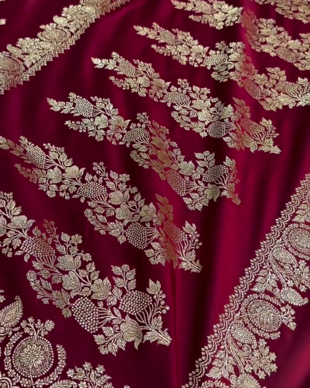 Bhakti - Royal Wine Banarasi Silk Blend Saree