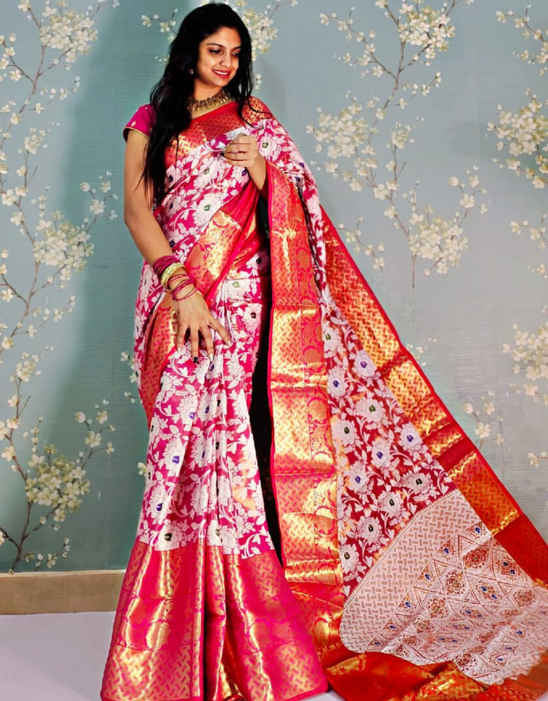 Nayna Pink Kanchipuram Silk Saree