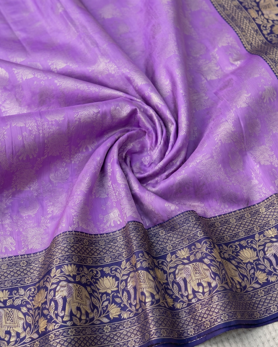 Pari - Lavender Royal Elephant Banarasi Saree