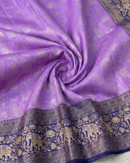 Pari - Lavender Royal Elephant Banarasi Saree