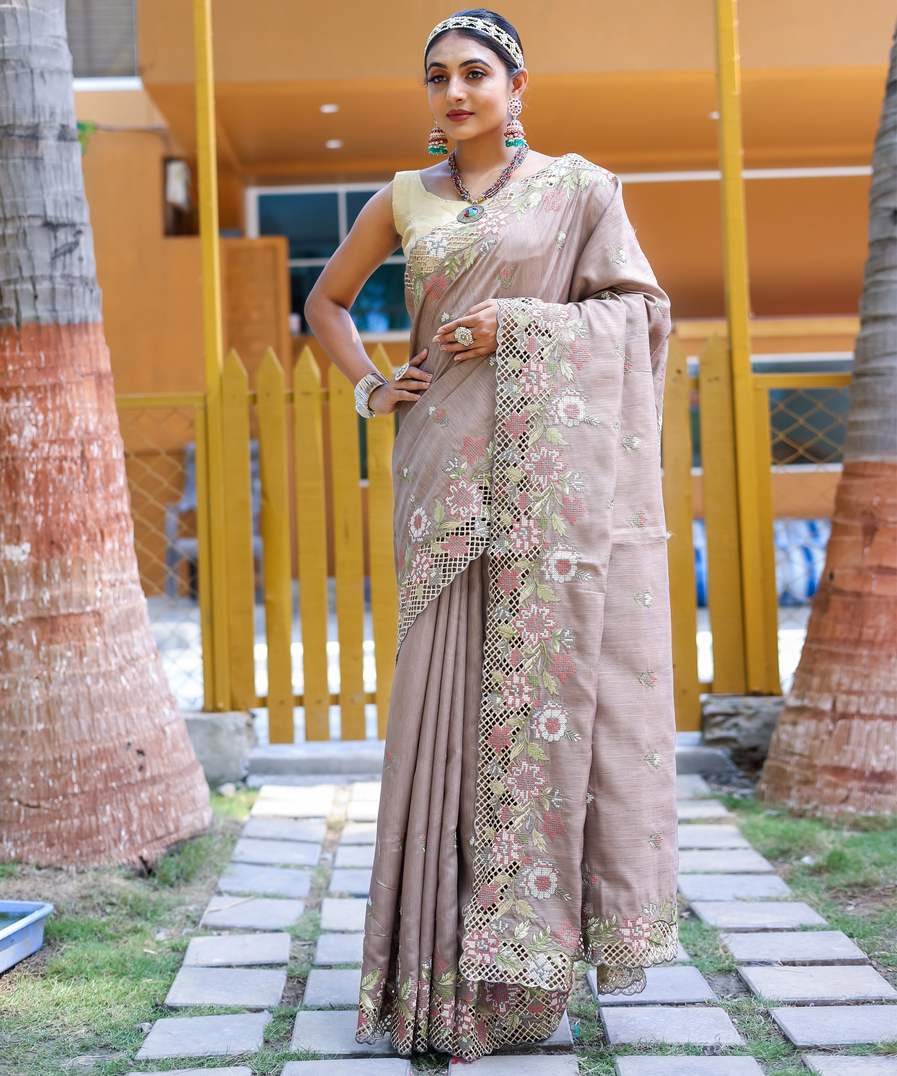 Apeksha Tussar Silk Embroidered Saree