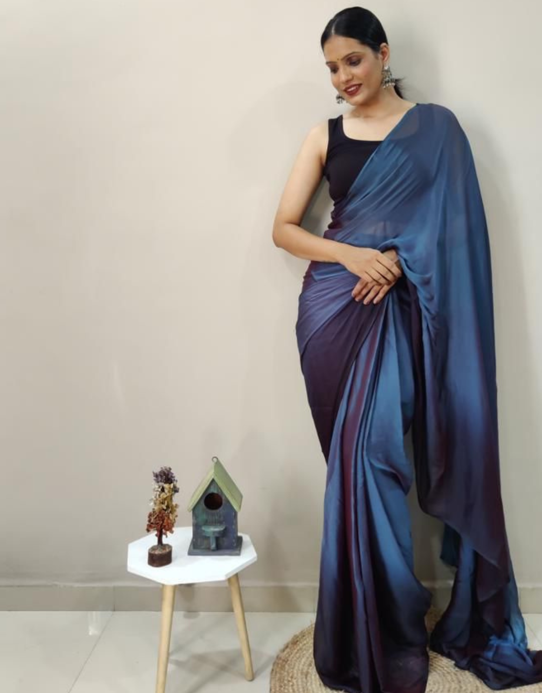 Kinjal Navy Blue Ready To Wear SareeKinjal Navy Blue Ready To Wear Saree