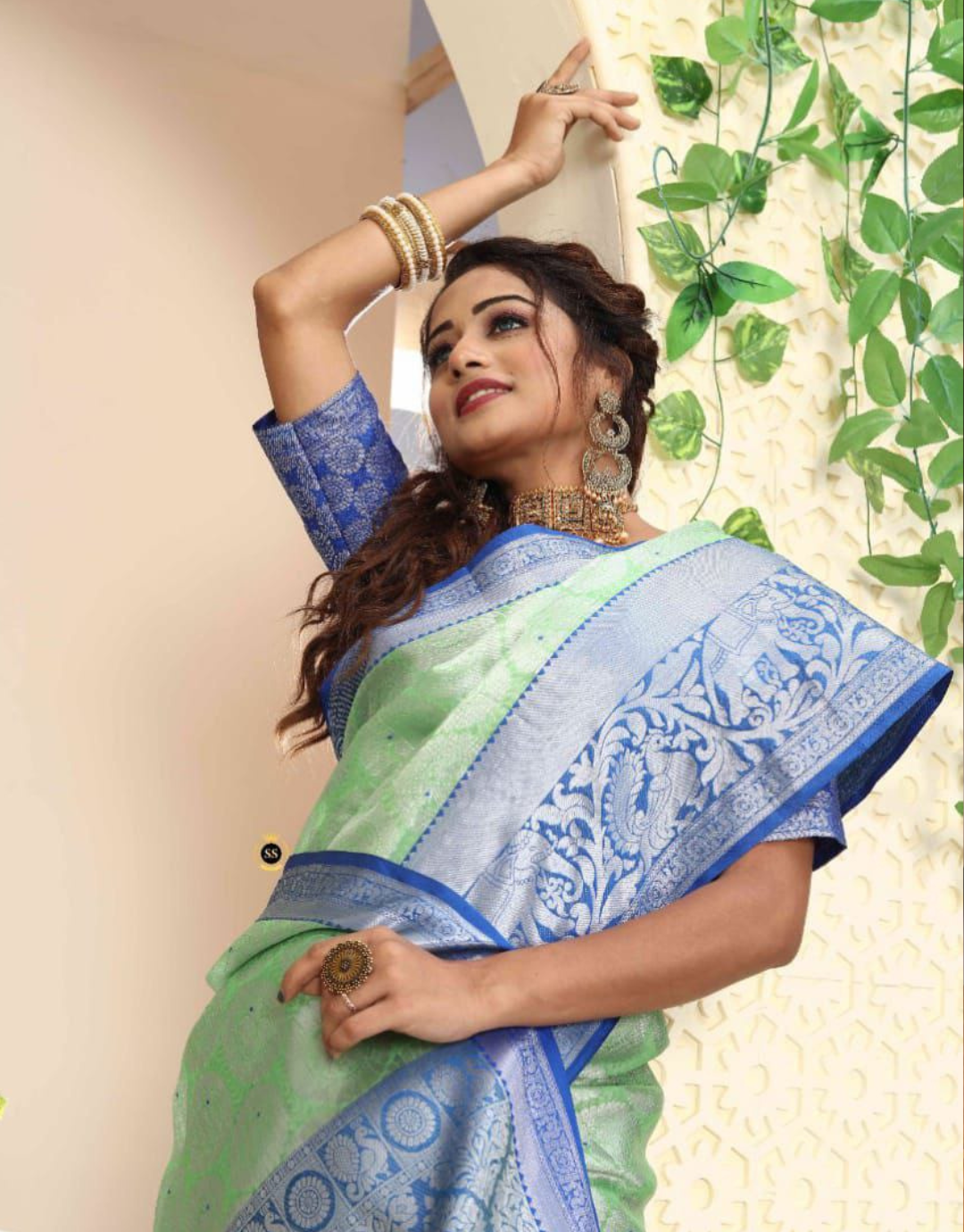 Sakshi Blue Kanchipuram Saree