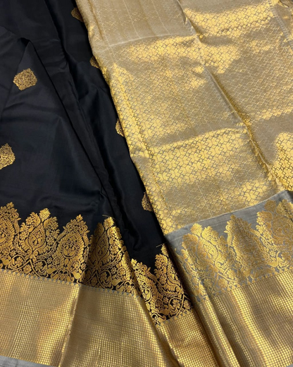 Ritika - Black Silk Saree with Grand Gold Zari Work