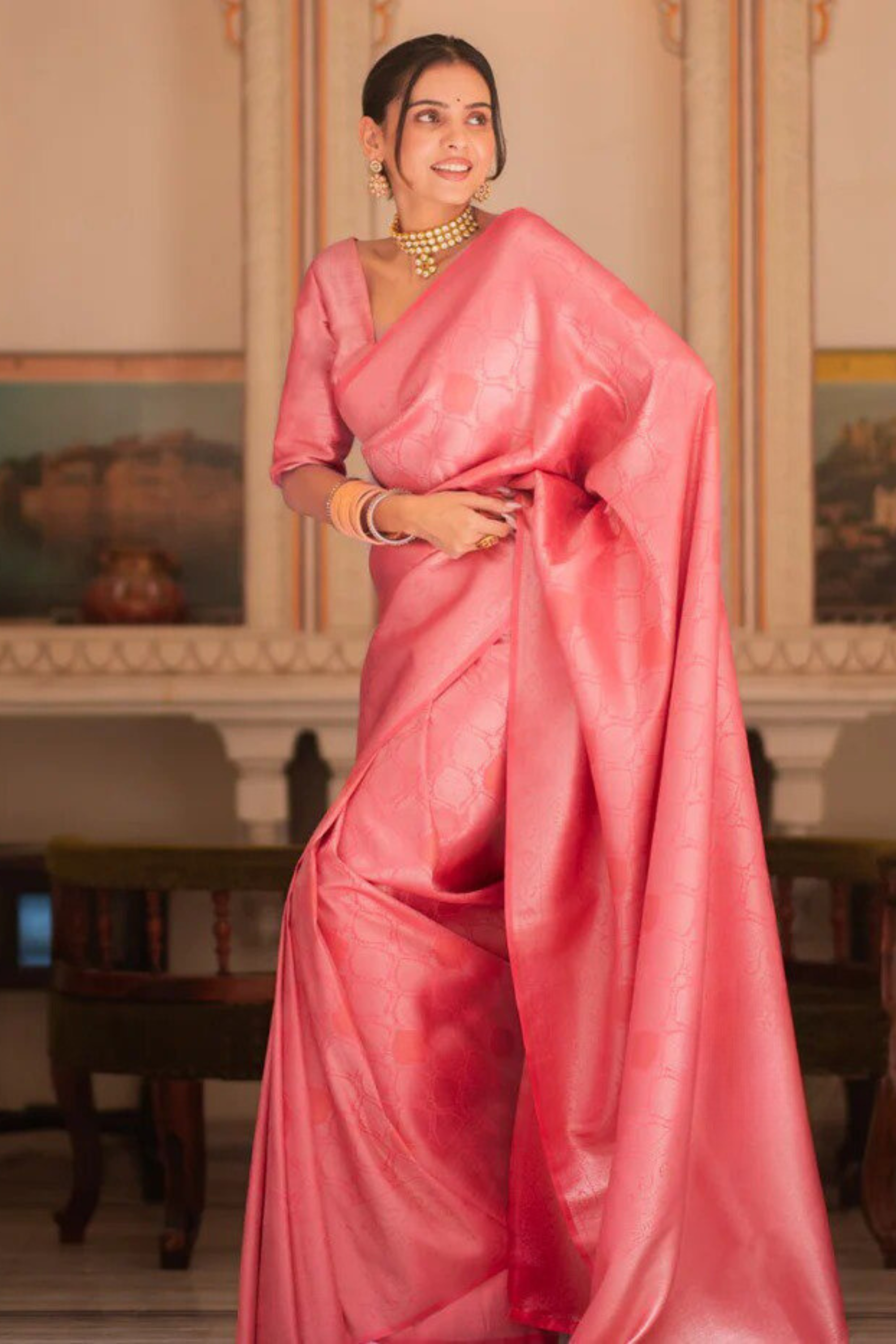 Blush Gleam - Banarasi Silk Saree