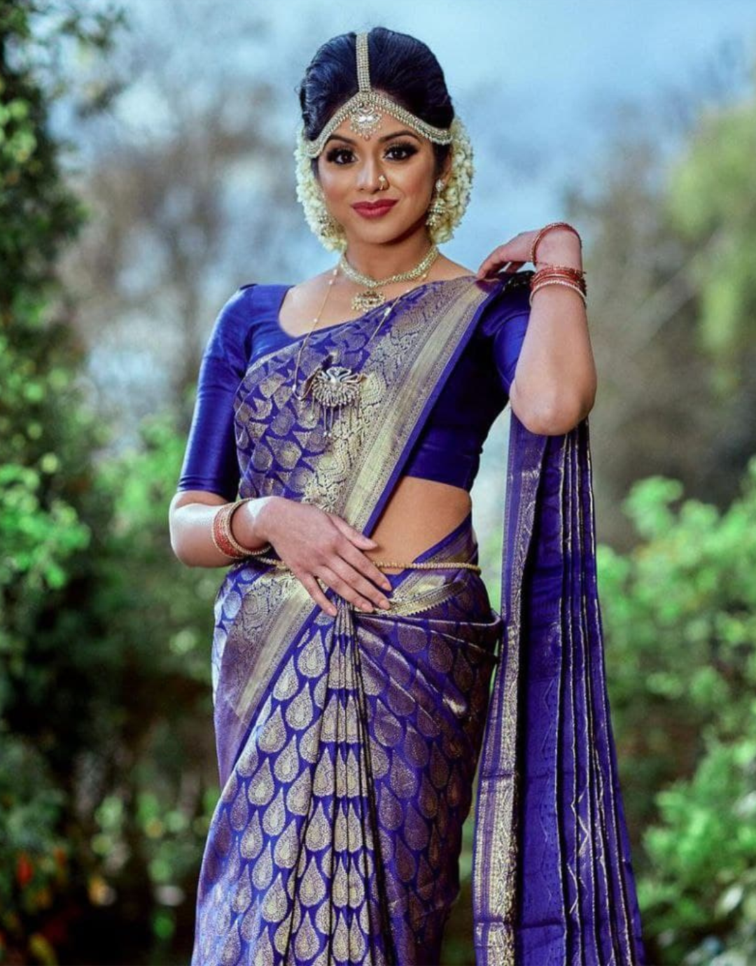 Usha Royal Blue Kanchipuram Saree