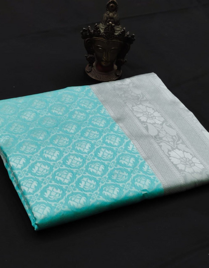 shivani Sky Blue Banarasi Saree