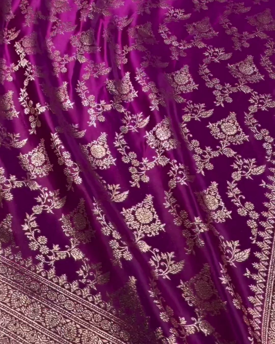 Zinal - Royal Purple Silk Saree with Antique Zari Border