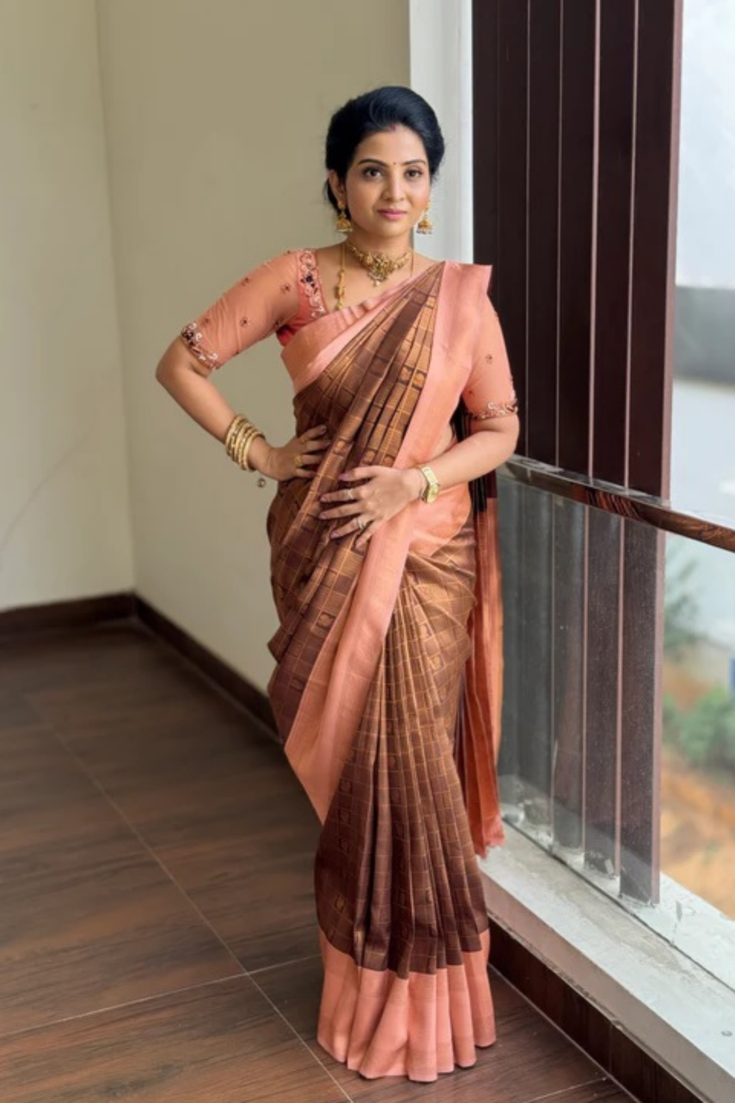 Radiant Ombre Brown Silk Saree