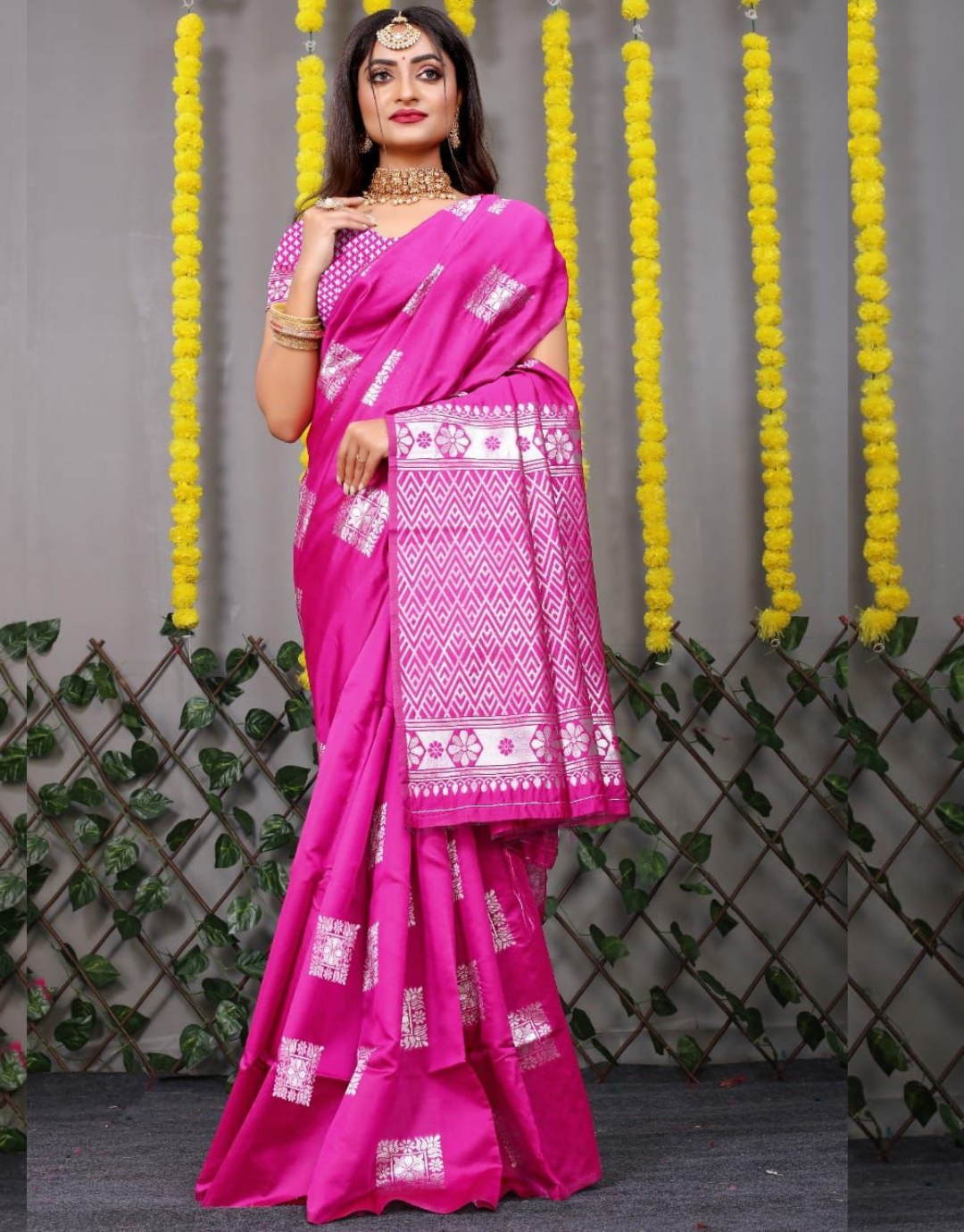 Usha Pink Soft Silk Saree