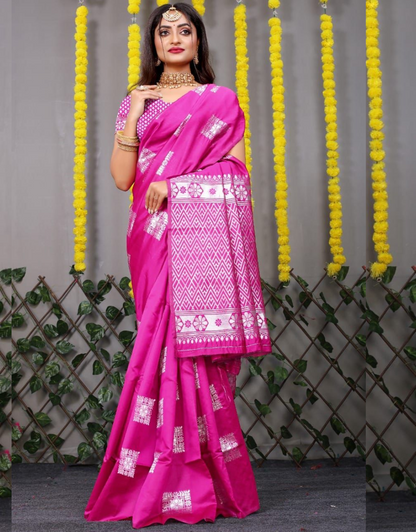 Usha Pink Soft Silk Saree